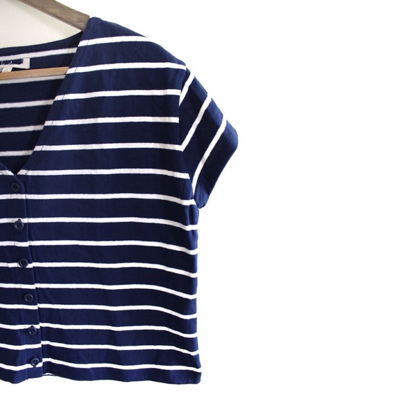 NWOT Madewell V-Neck Button-Front Boxy-Crop Tee S - Picture 4 of 8